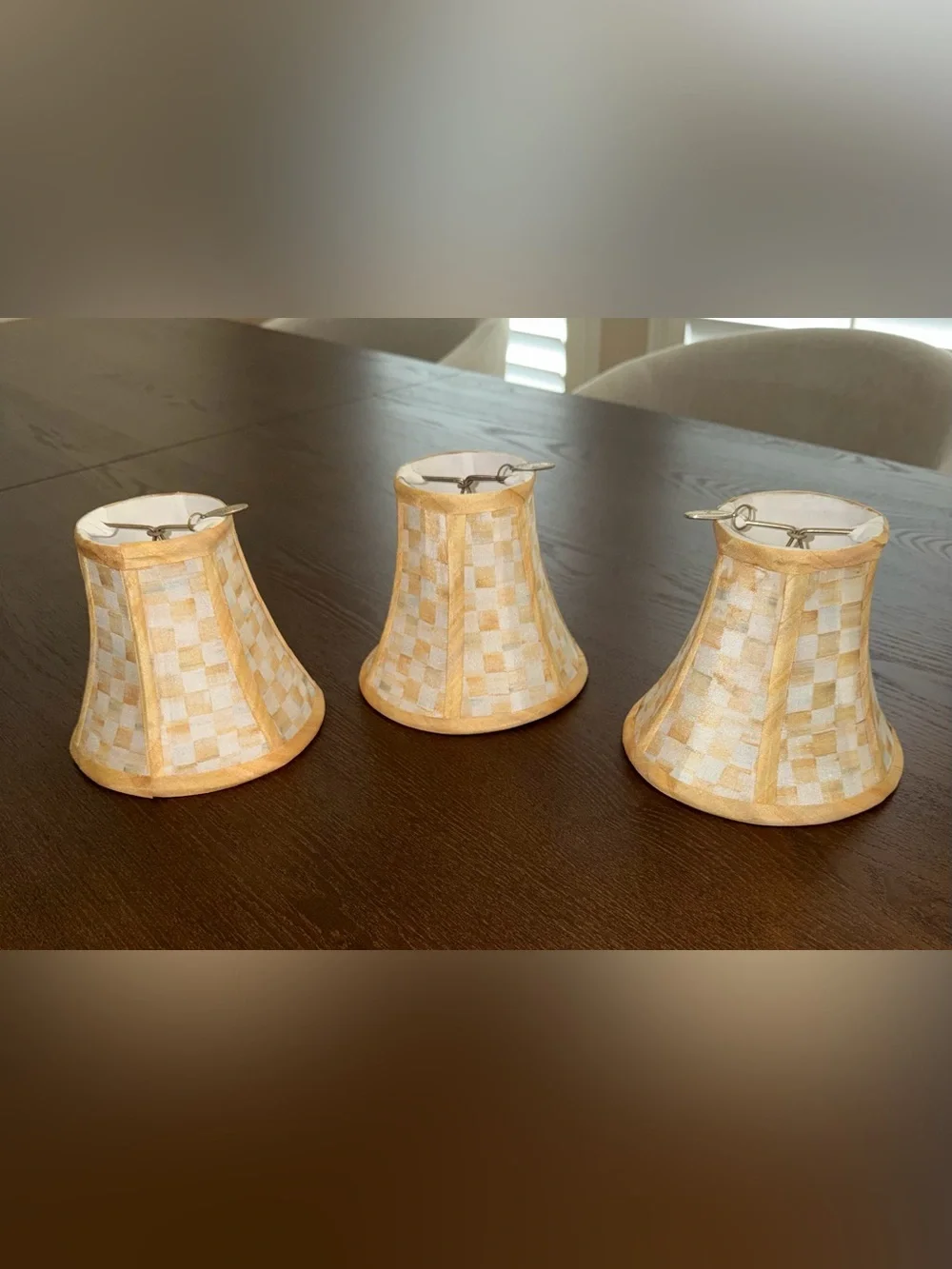 Courtly Check Chandelier Shades — Black&White and Beige&White